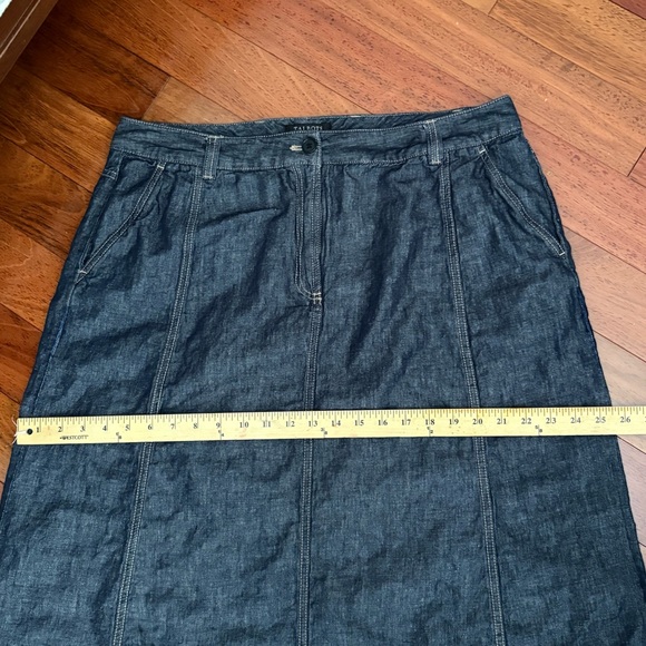 Talbots Woman Linen Blend Midi Skirt M Size 14 W Blue Chambray Pockets - Picture 4 of 7